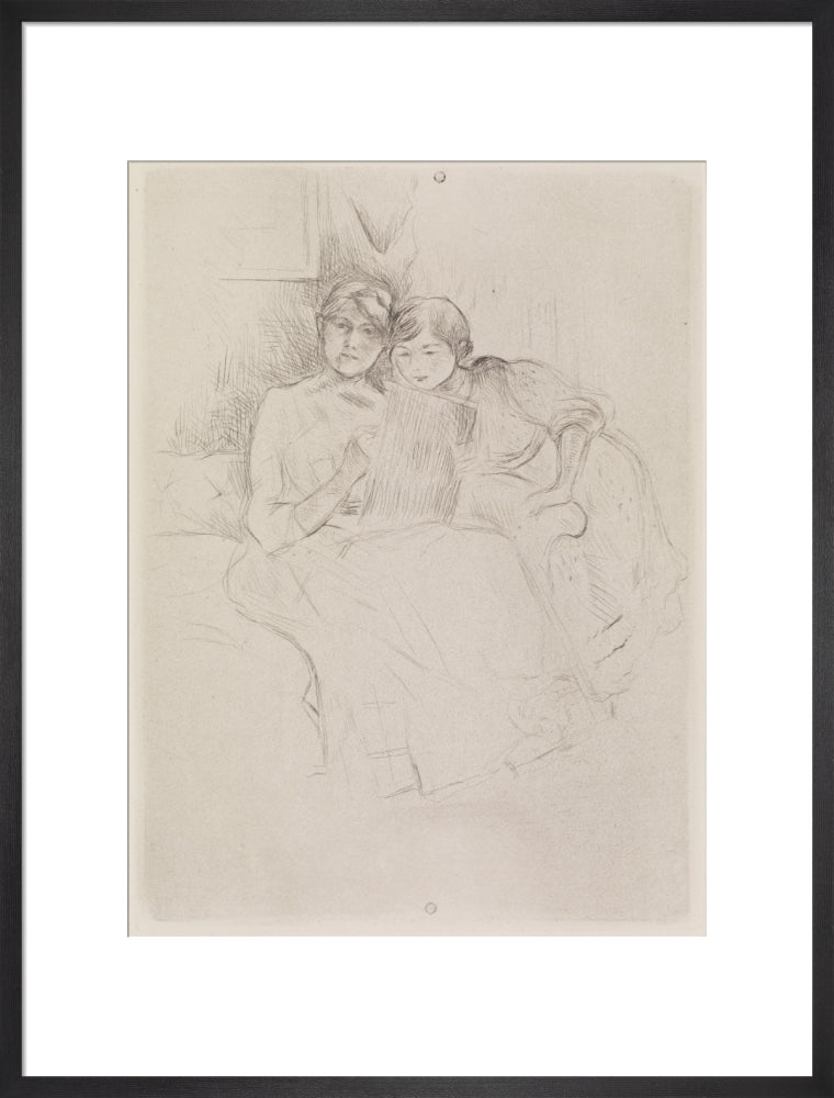 Berthe Morisot Drawing, with Her Daughter, 1889 (art print, large, black)