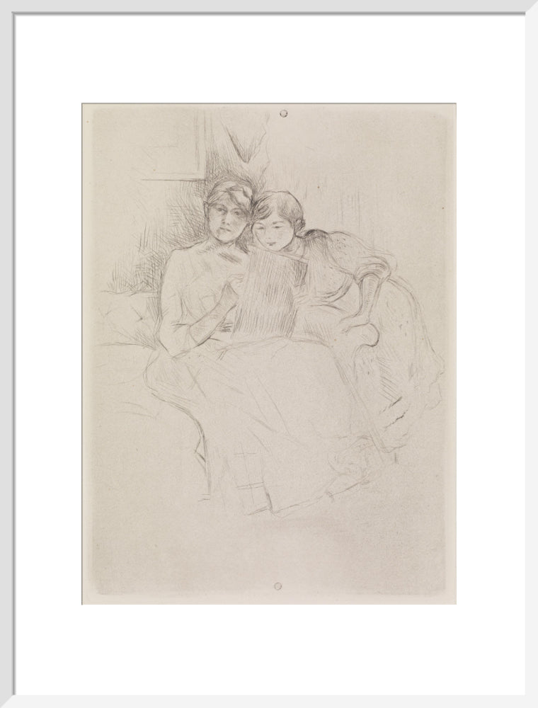 Berthe Morisot Drawing, with Her Daughter, 1889 (art print, large, white)