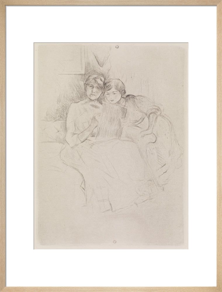 Berthe Morisot Drawing, with Her Daughter, 1889 (art print, large, natural)