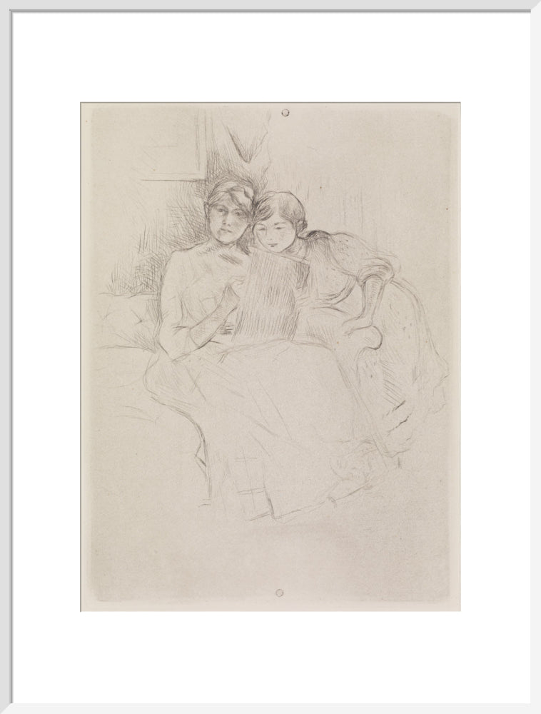 Berthe Morisot Drawing, with Her Daughter, 1889 (art print, extra large, white)