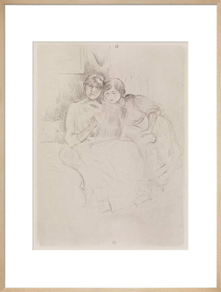 Berthe Morisot Drawing, with Her Daughter, 1889 (art print, extra large, natural)
