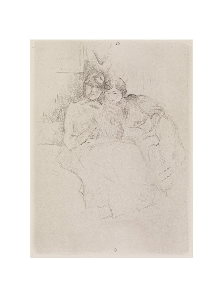 Berthe Morisot Drawing, with Her Daughter, 1889 (art print, large, unframed)