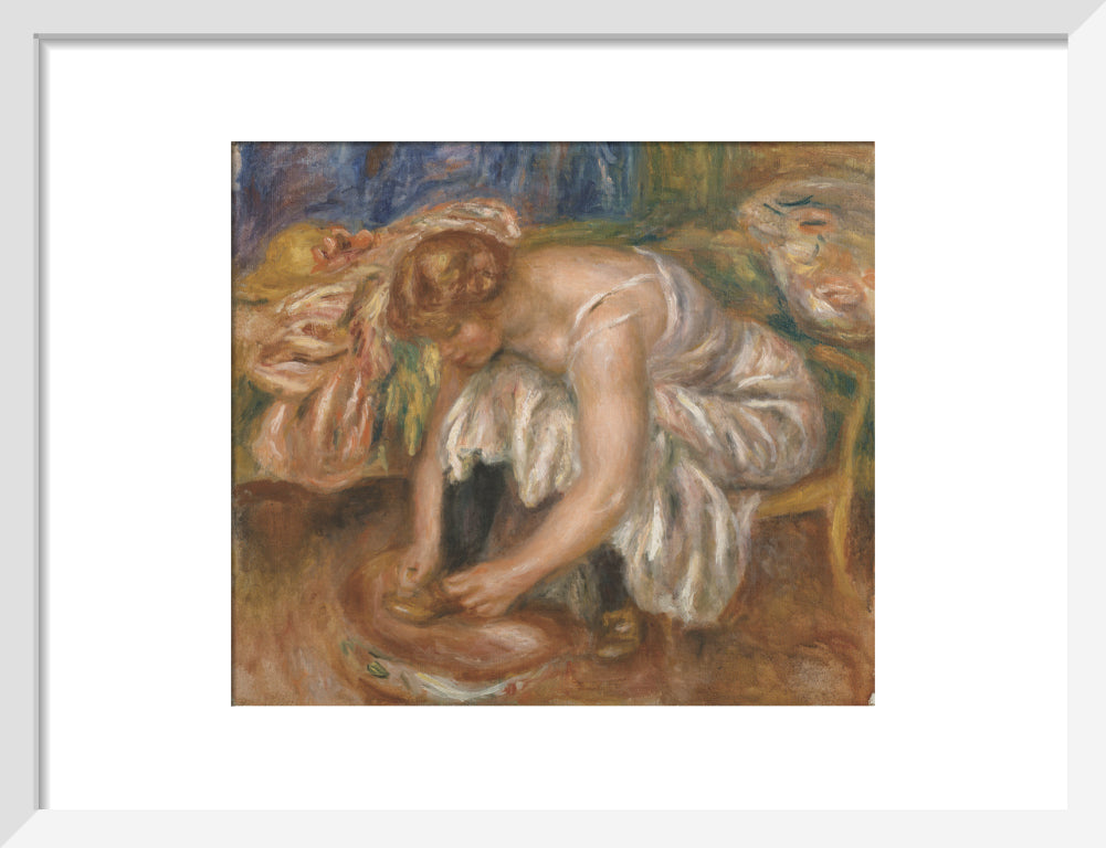 Woman Tying Her Shoe (art print, small, white)