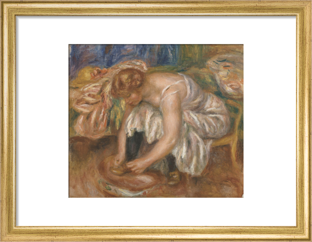 Woman Tying Her Shoe (art print, small, gold)