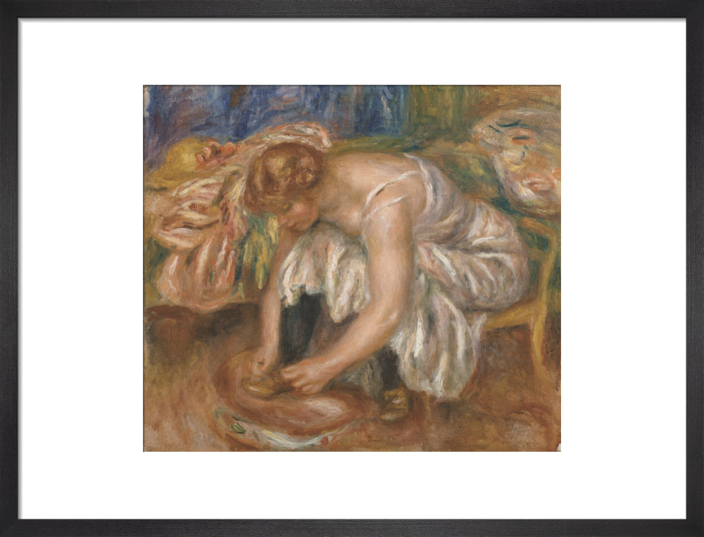 Woman Tying Her Shoe (art print, medium, black)