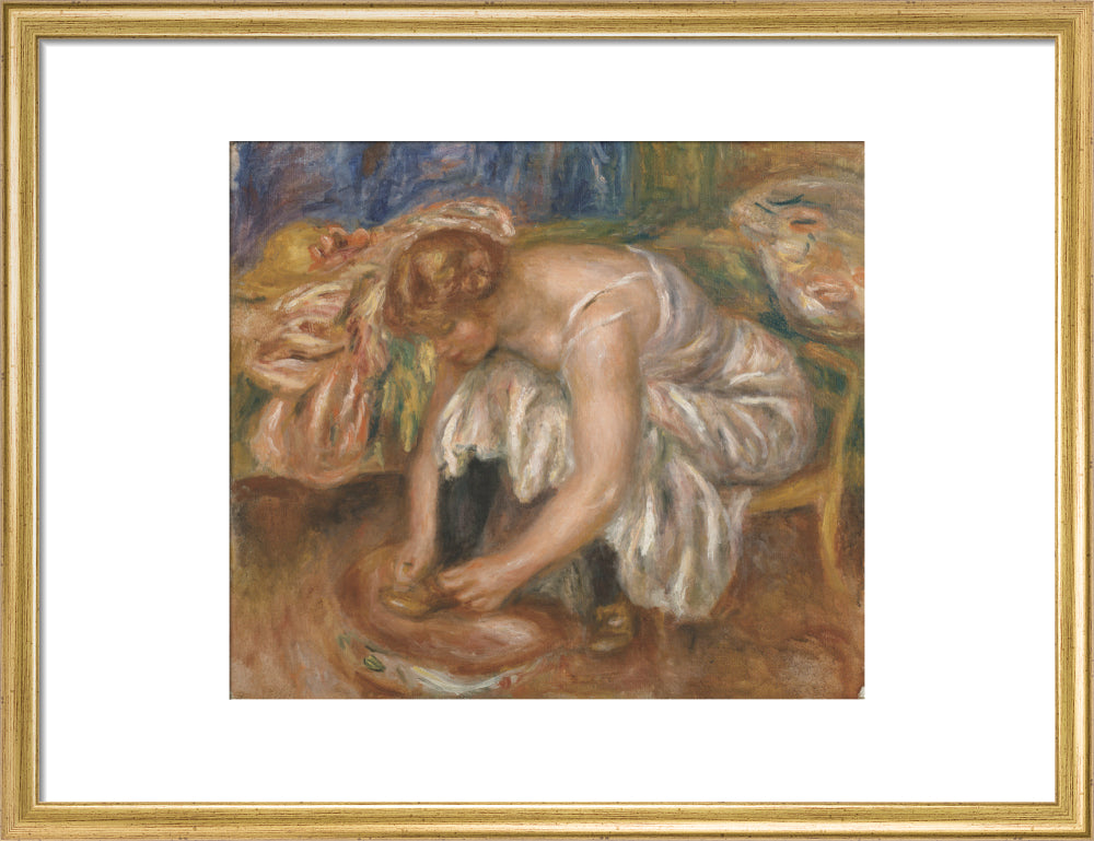 Woman Tying Her Shoe (art print, medium, gold)