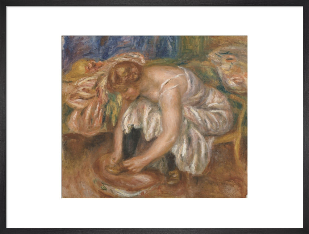 Woman Tying Her Shoe (art print, large, black)