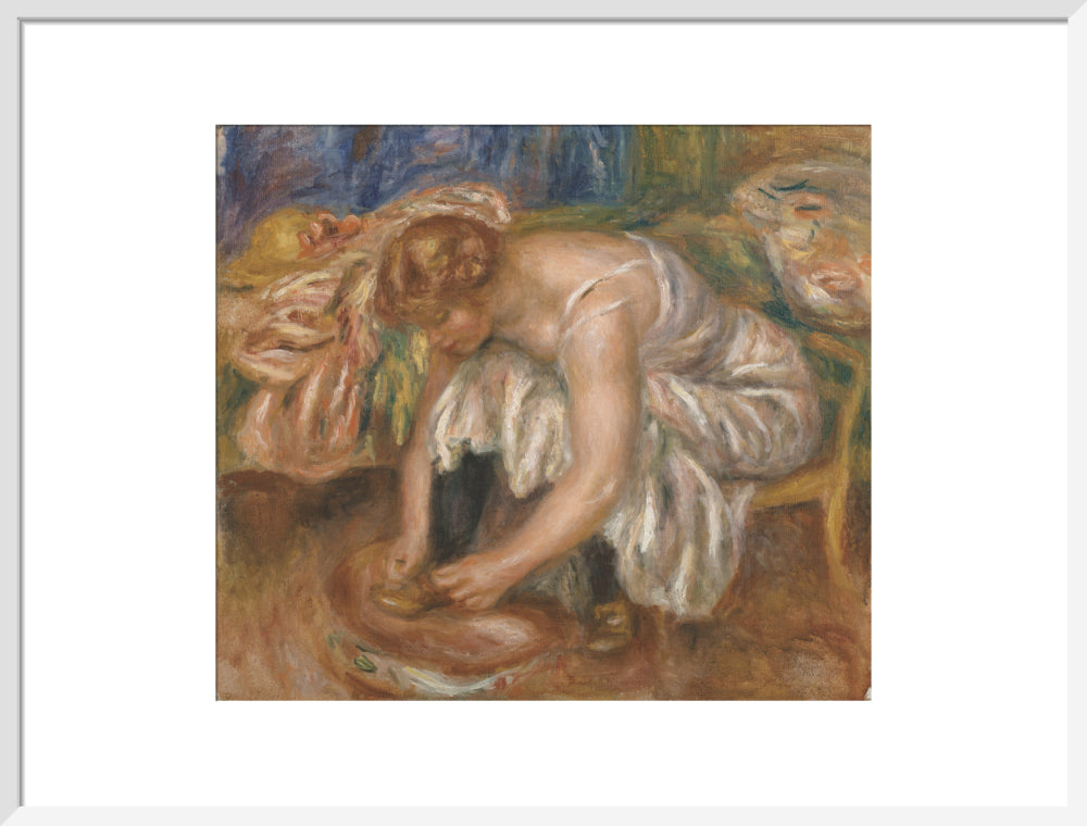 Woman Tying Her Shoe (art print, large, white)