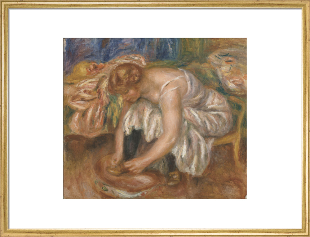 Woman Tying Her Shoe (art print, large, gold)