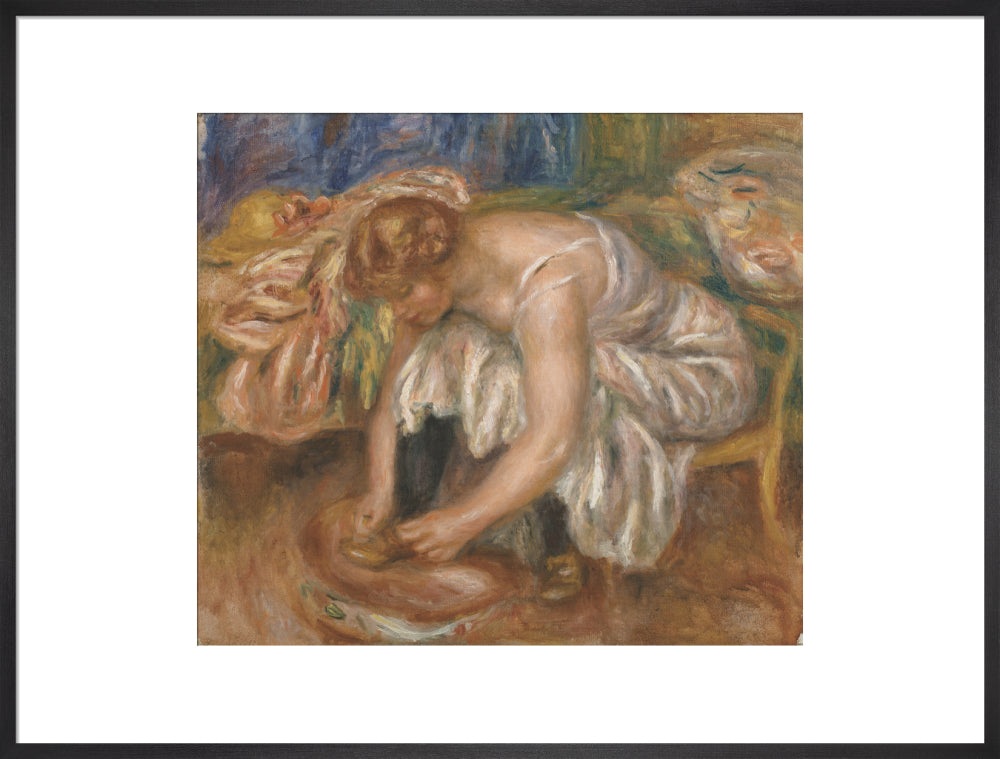 Woman Tying Her Shoe (art print, extra large, black)