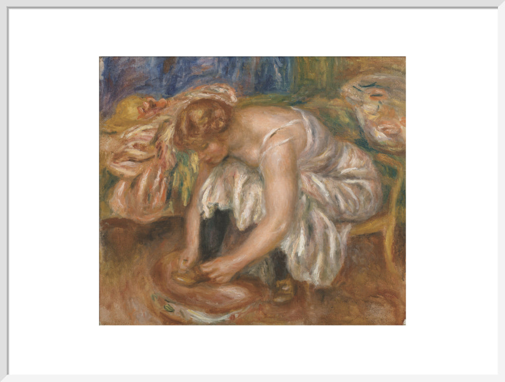 Woman Tying Her Shoe (art print, extra large, white)