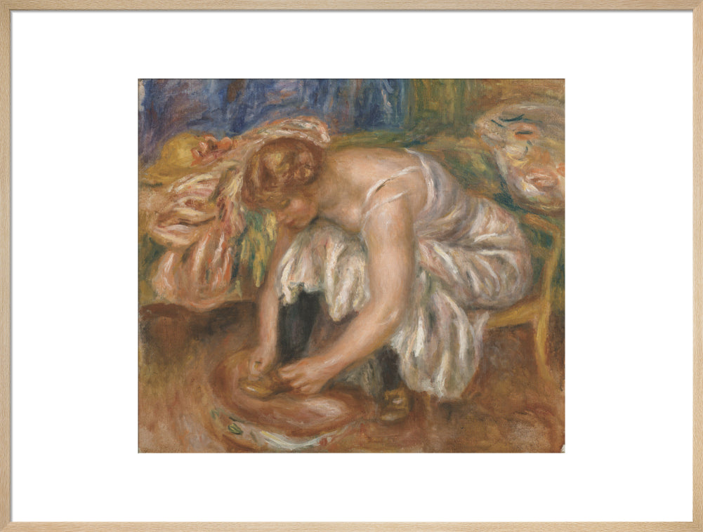 Woman Tying Her Shoe (art print, extra large, natural)