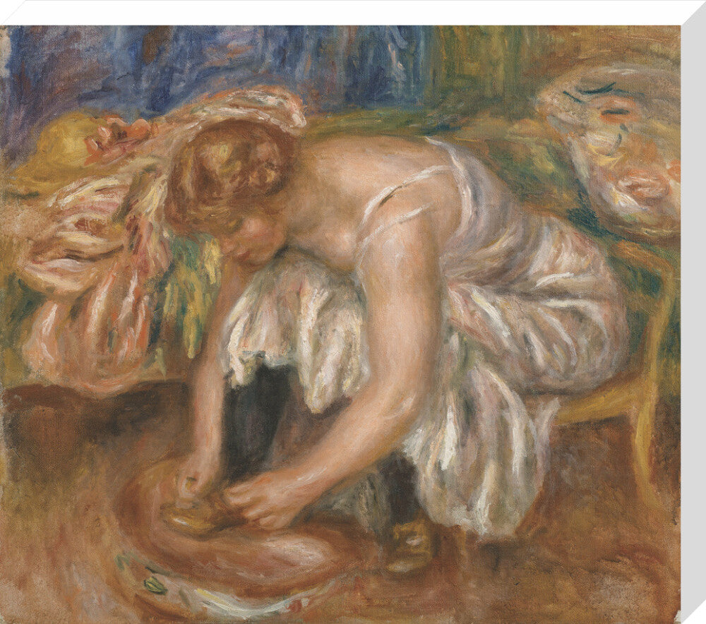 Woman Tying Her Shoe (stretched canvas, large, unframed)