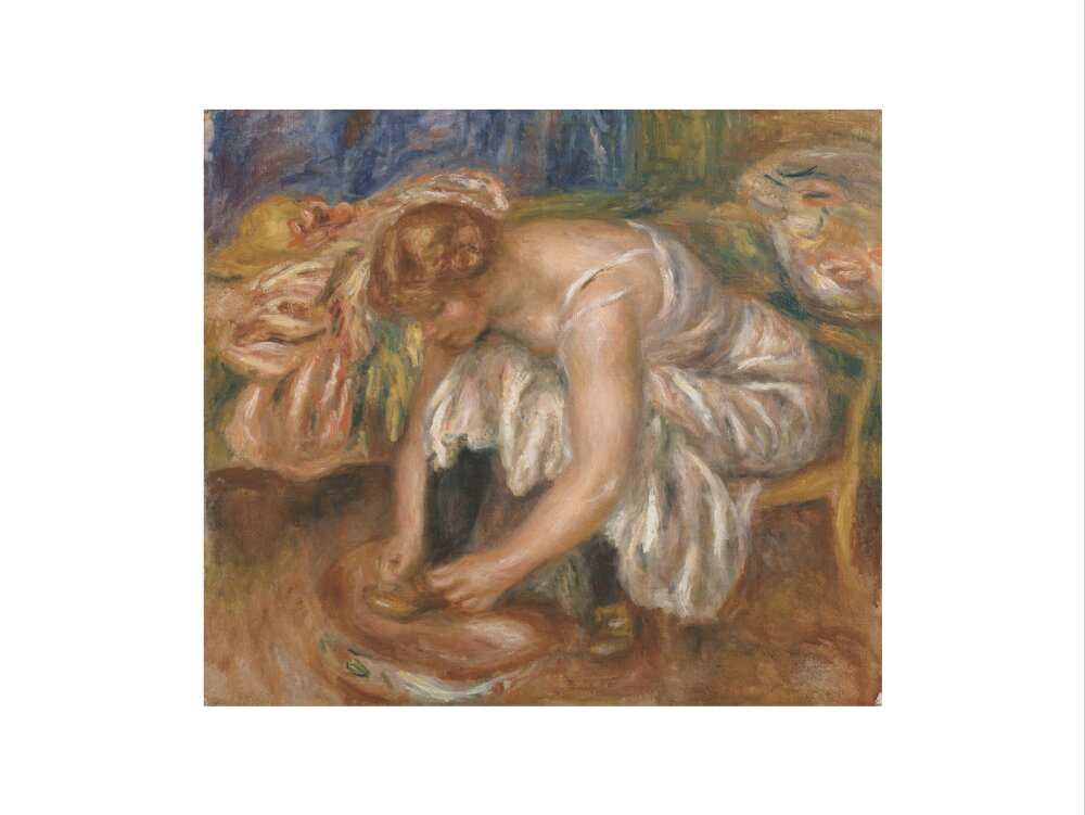 Woman Tying Her Shoe (art print, large, unframed)