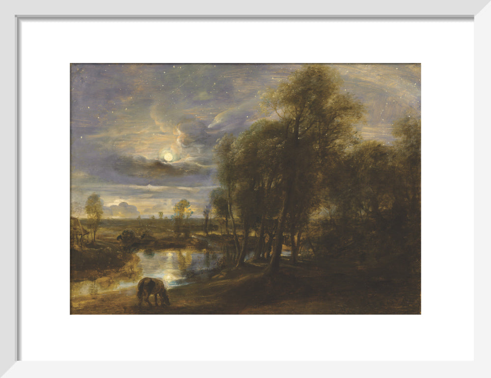 Landscape by Moonlight (art print, small, white)
