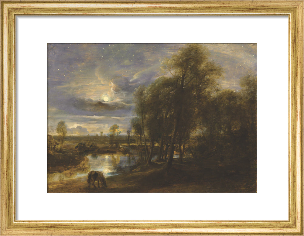 Landscape by Moonlight (art print, small, gold)