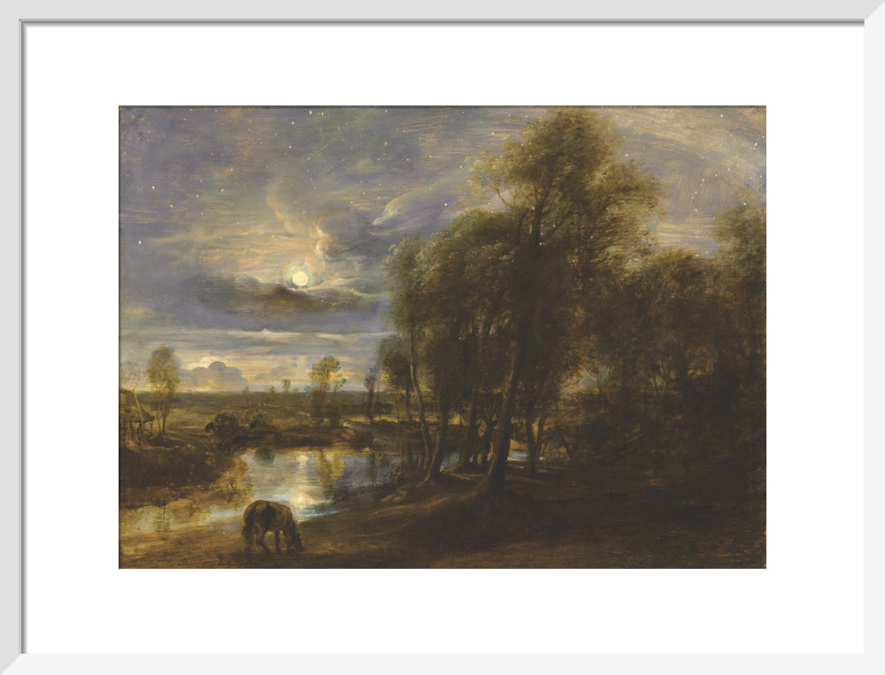 Landscape by Moonlight (art print, medium, white)