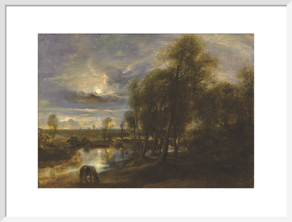 Landscape by Moonlight (art print, large, white)