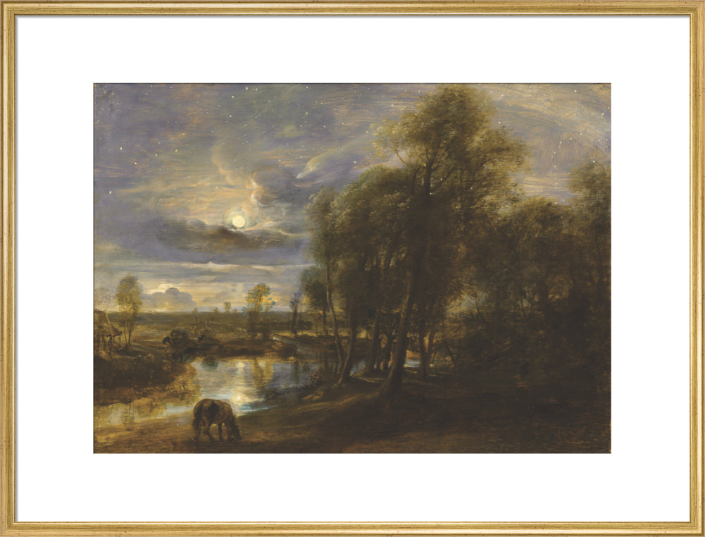 Landscape by Moonlight (art print, extra large, gold)