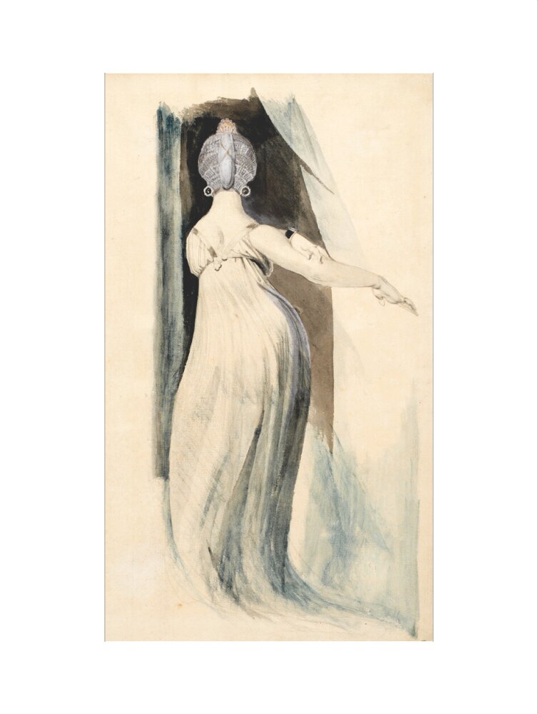 Standing woman seen from the back (art print, large, unframed)