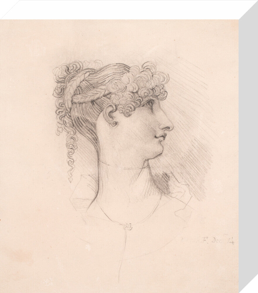 Lavinia de Irujo in profile, facing right