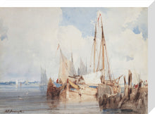 Load image into Gallery viewer, Richard Parkes Bonington, Fishing Boats Moored in an Estuary
