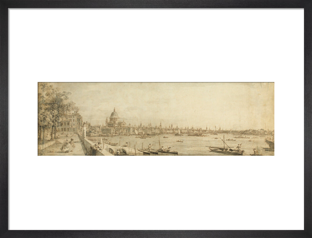 Canaletto, View from Somerset Gardens Looking towards London Bridge (art print, medium, black)