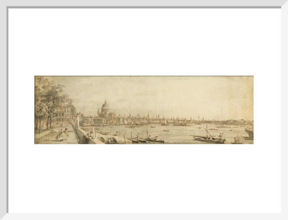 Canaletto, View from Somerset Gardens Looking towards London Bridge (art print, medium, white)