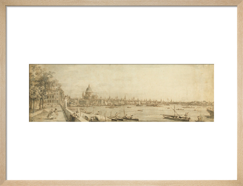 Canaletto, View from Somerset Gardens Looking towards London Bridge (art print, medium, natural)
