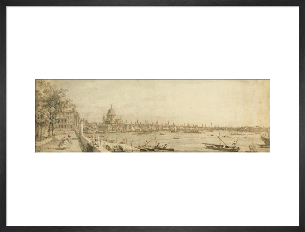 Canaletto, View from Somerset Gardens Looking towards London Bridge (art print, large, black)