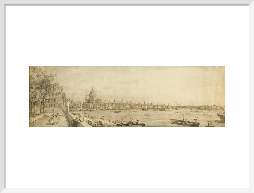 Canaletto, View from Somerset Gardens Looking towards London Bridge (art print, large, white)