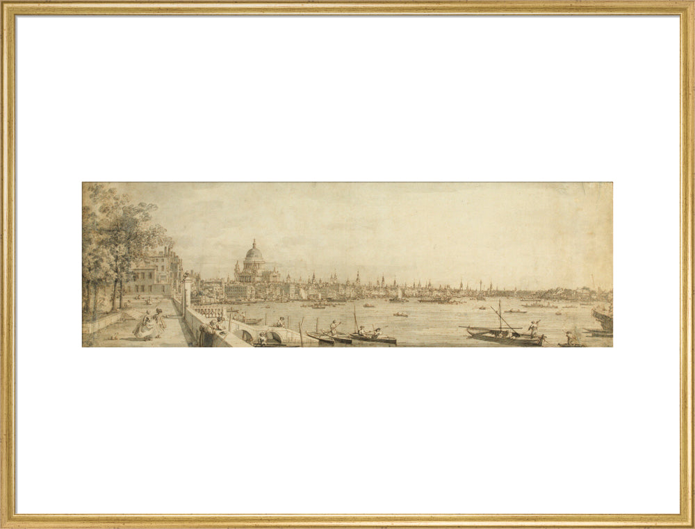 Canaletto, View from Somerset Gardens Looking towards London Bridge (art print, extra large, gold)