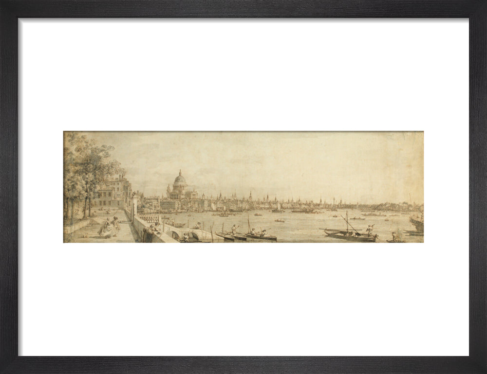 Canaletto, View from Somerset Gardens Looking towards London Bridge (art print, small, black)