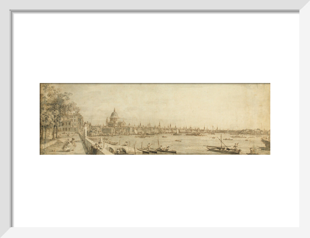 Canaletto, View from Somerset Gardens Looking towards London Bridge (art print, small, white)