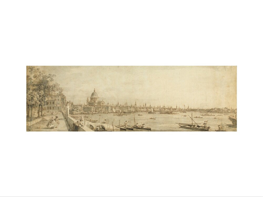 Canaletto, View from Somerset Gardens Looking towards London Bridge (art print, small, unframed)