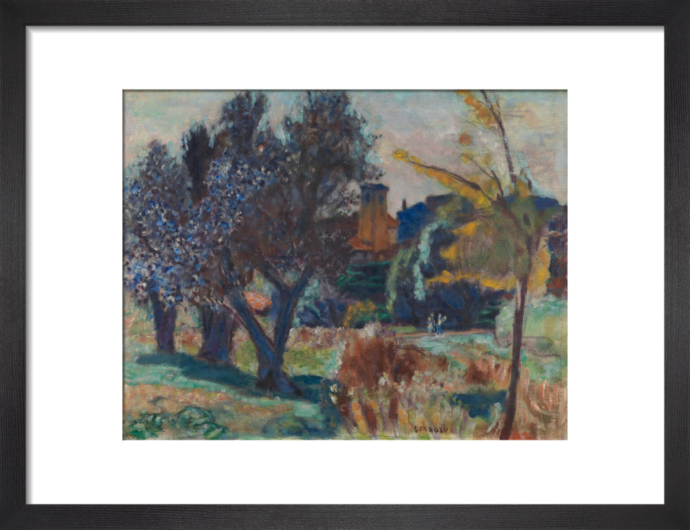 Pierre Bonnard, Landscape with Olive Trees and a Chapel (art print, small, black)