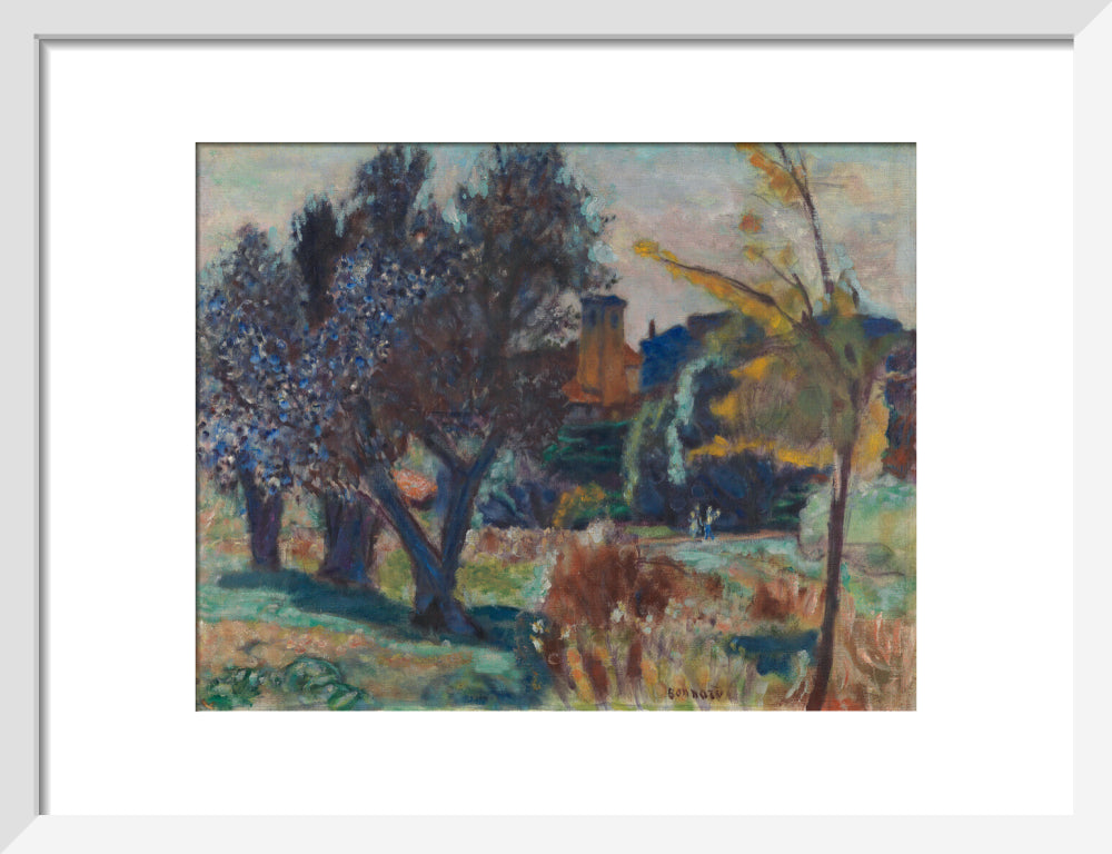 Pierre Bonnard, Landscape with Olive Trees and a Chapel (art print, small, white)