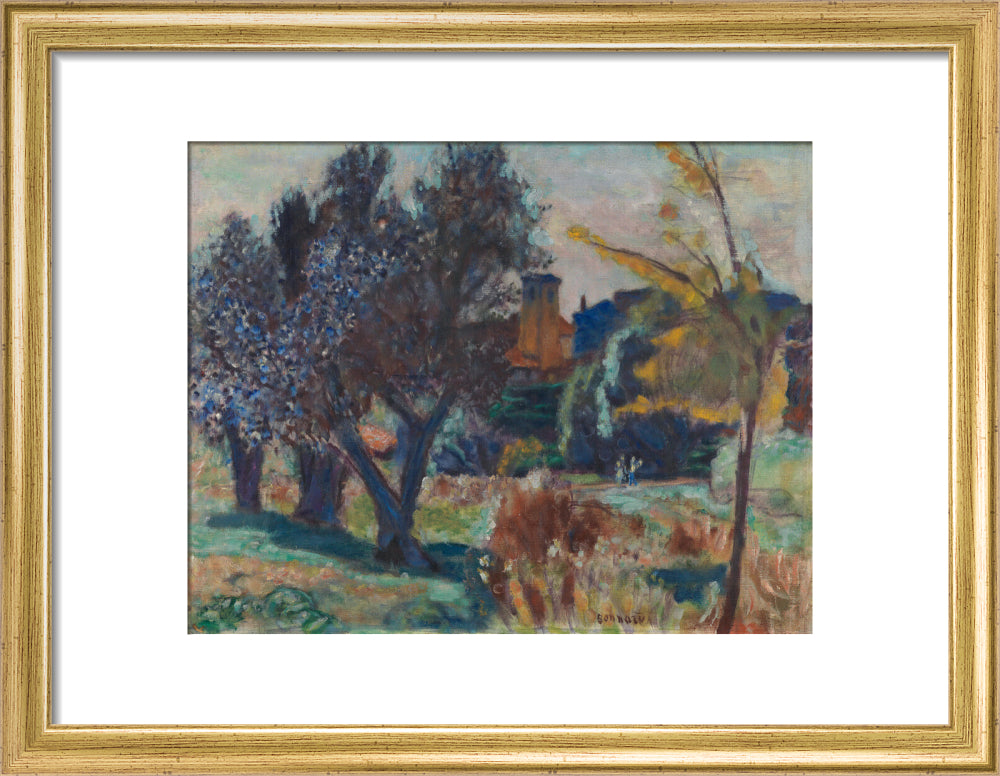 Pierre Bonnard, Landscape with Olive Trees and a Chapel (art print, small, gold)