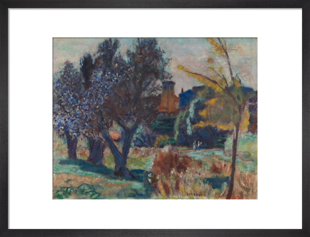 Pierre Bonnard, Landscape with Olive Trees and a Chapel (art print, medium, black)