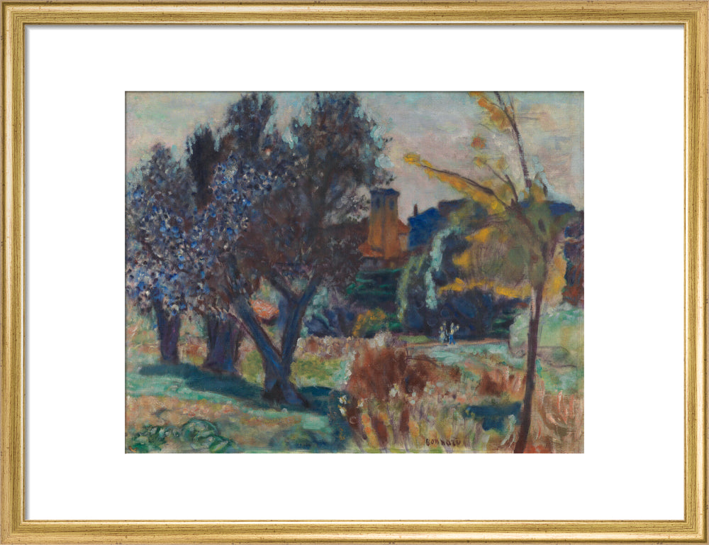 Pierre Bonnard, Landscape with Olive Trees and a Chapel (art print, medium, gold)