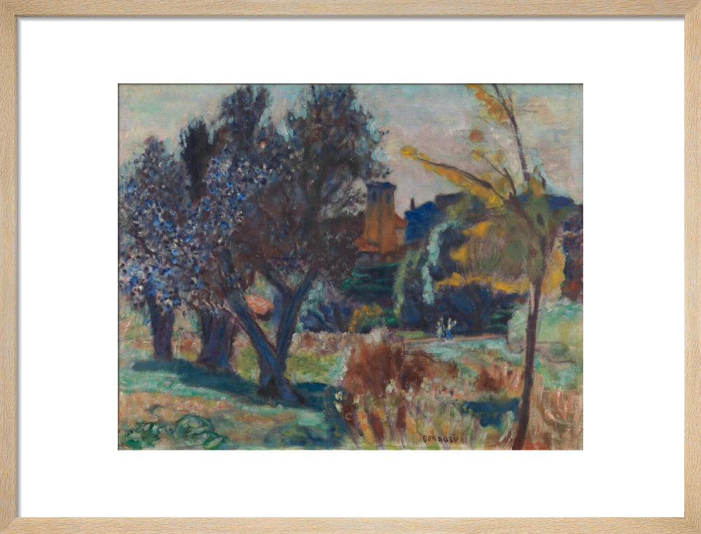 Landscape with Olive Trees and a Chapel (art print, medium, natural)