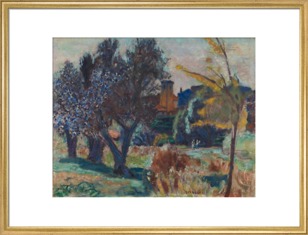 Pierre Bonnard, Landscape with Olive Trees and a Chapel (art print, large, gold)