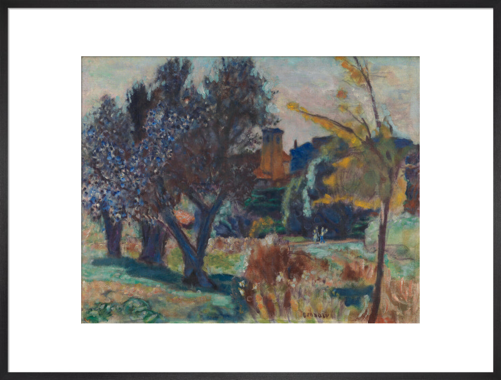 Pierre Bonnard, Landscape with Olive Trees and a Chapel (art print, extra large, black)