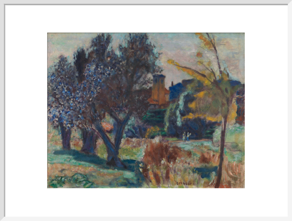 Pierre Bonnard, Landscape with Olive Trees and a Chapel (art print, extra large, white)