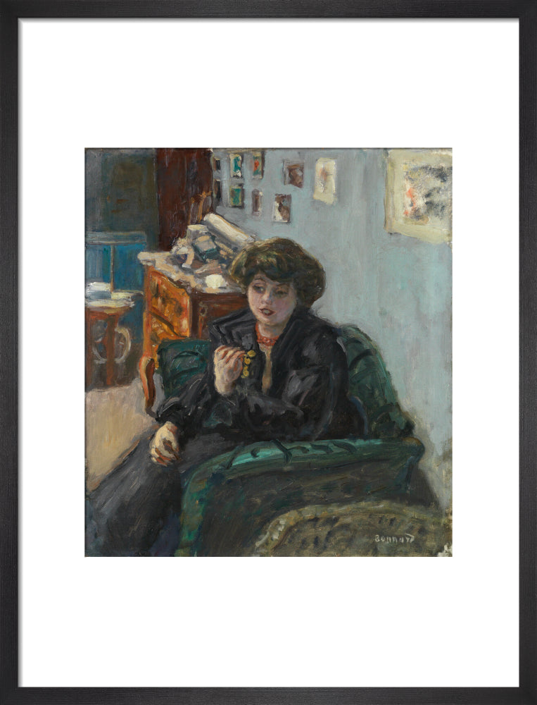 Pierre Bonnard, Young Woman in an Interior (art print, medium, black)