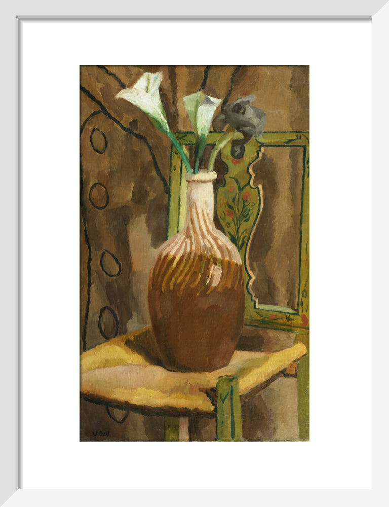 Arum Lilies and Iris (art print, small, white)