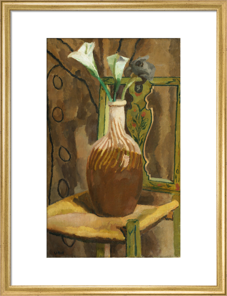 Arum Lilies and Iris (art print, medium, gold)