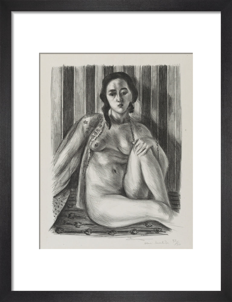 Seated nude woman, with tulle blouse