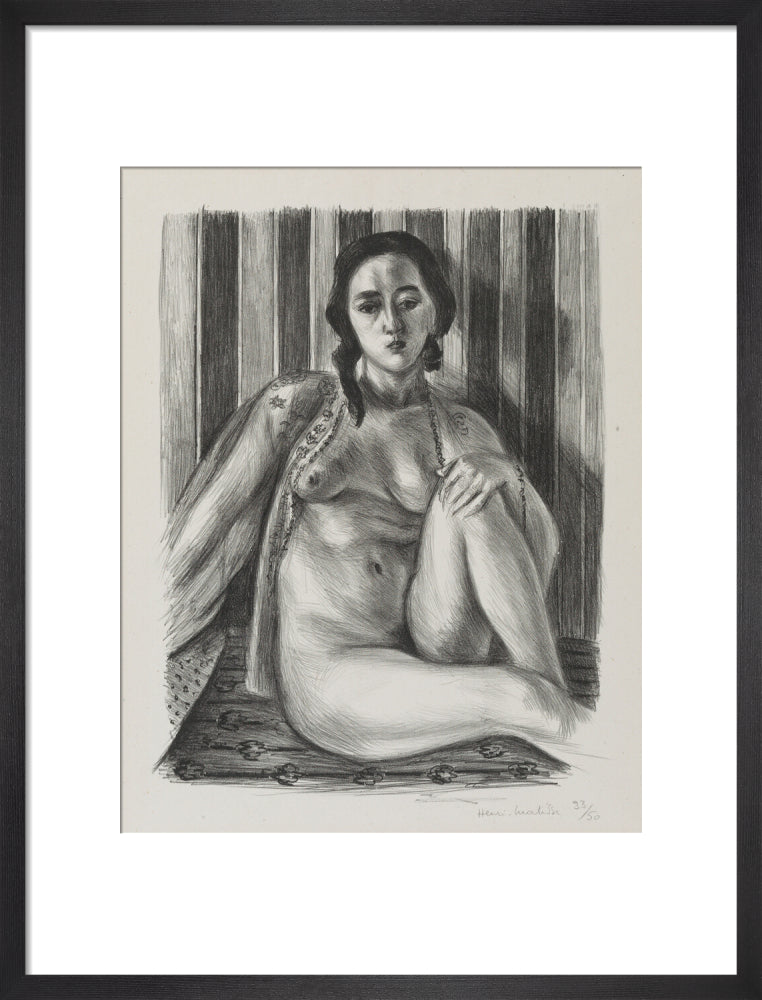 Seated nude woman, with tulle blouse