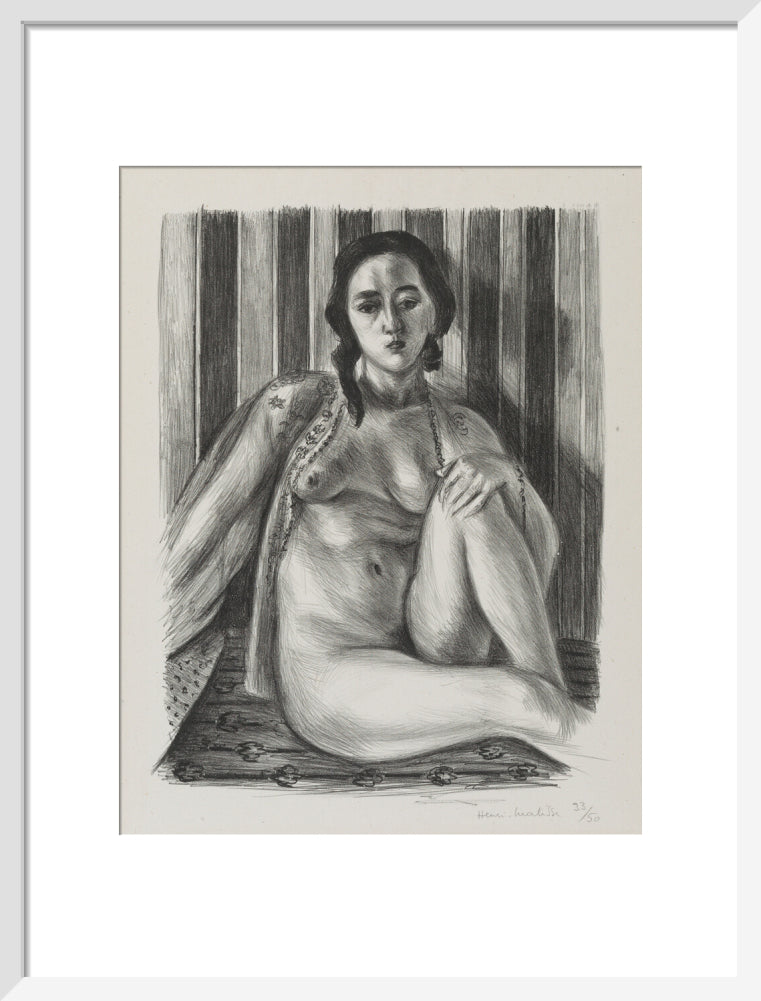 Seated nude woman, with tulle blouse